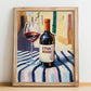 Etna Rosso – Italian Red Wine, Enoteca Illustration, no-text version framed in wood