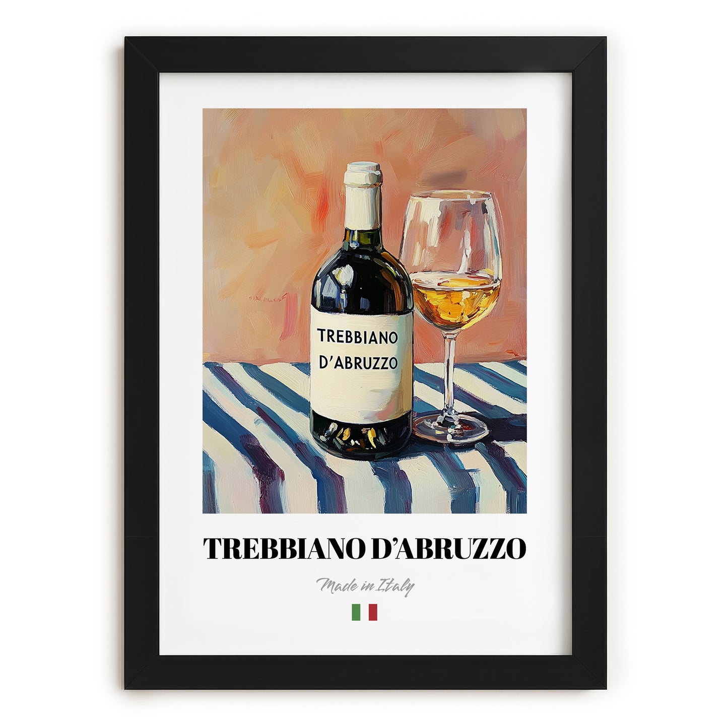 Trebbiano d'Abruzzo – Italian White Wine, Enoteca Wall Art, in sleek black frame