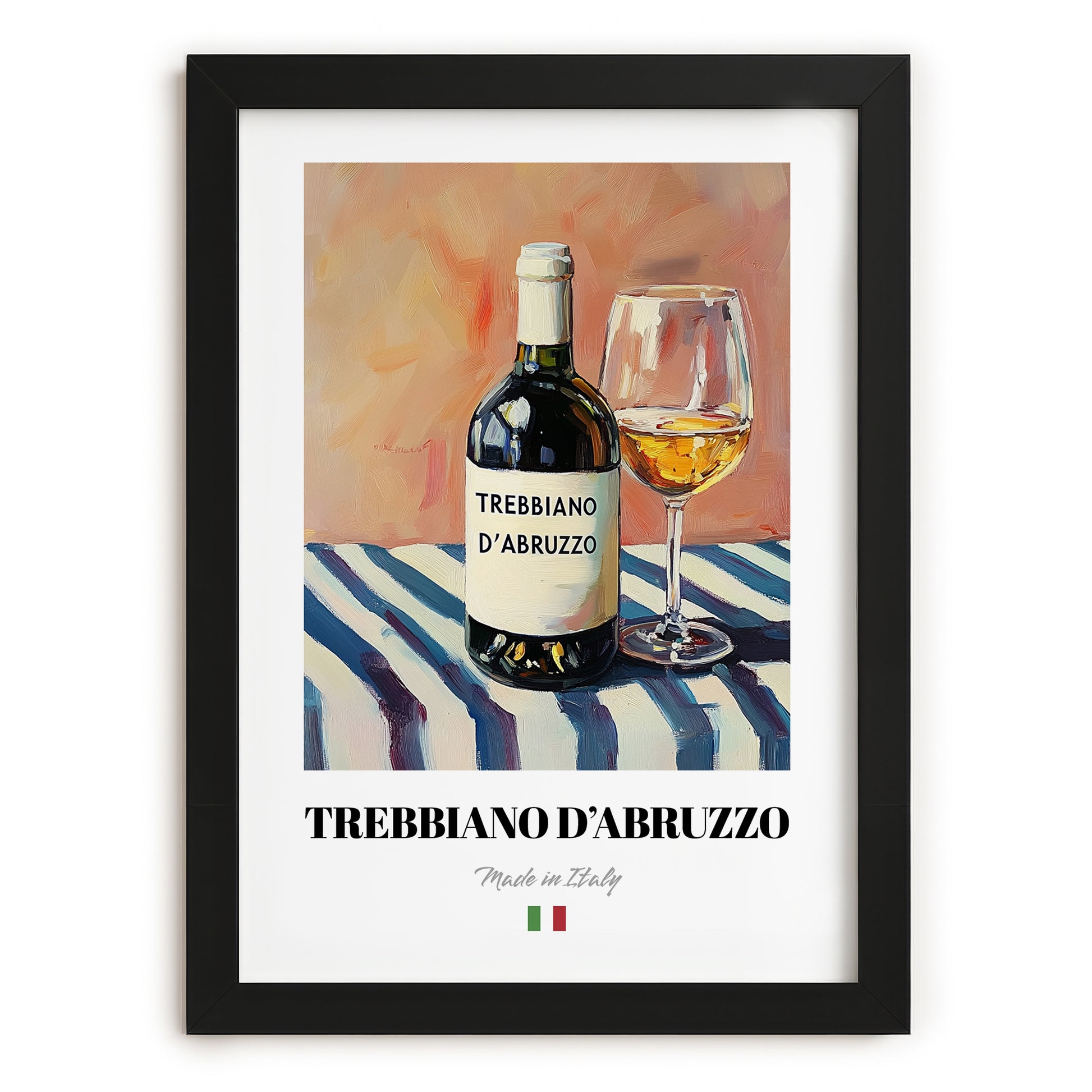 Trebbiano d'Abruzzo – Italian White Wine, Enoteca Wall Art, in sleek black frame