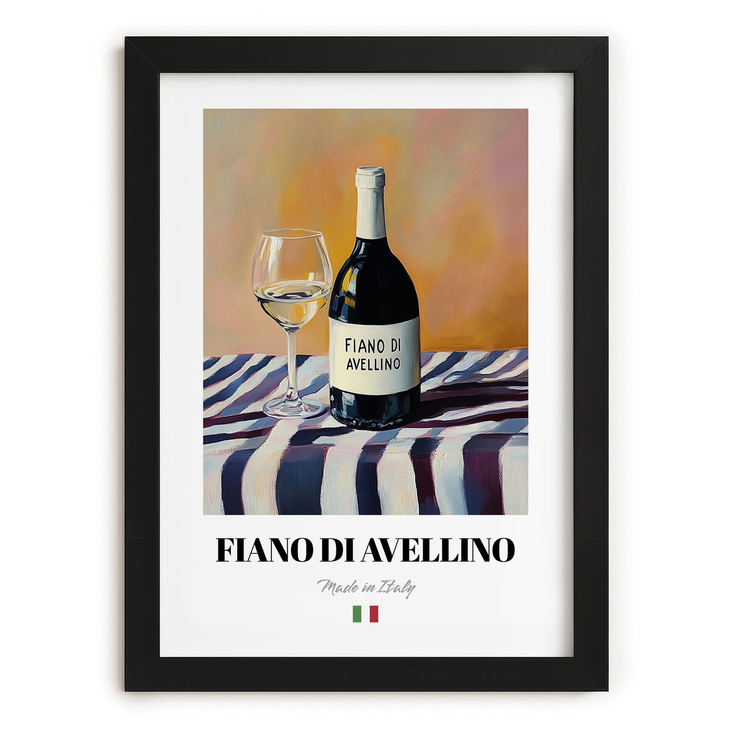 Fiano di Avellino – Italian White Wine, Bodega Poster, in sleek black frame