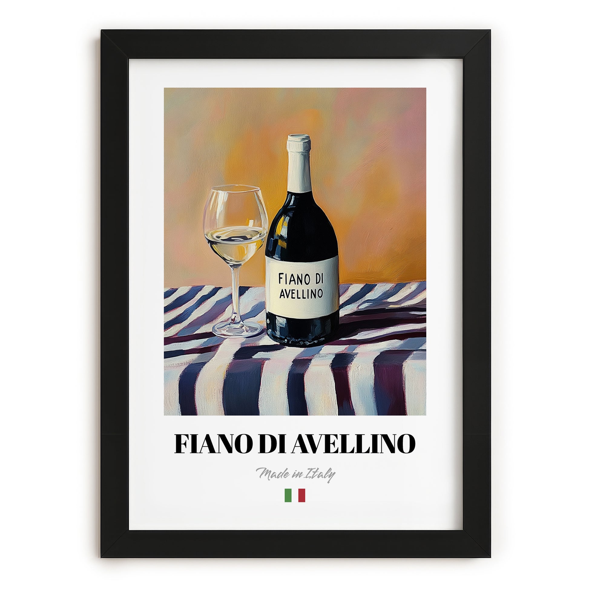 Fiano di Avellino – Italian White Wine, Bodega Poster, in sleek black frame